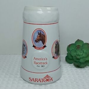 Vintage Saratoga Racetrack Ceramic Beer Stein/Mug Artwork by: Celeste Susany